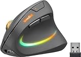 Speedlink PIAVO PRO RGB vertikale Maus wiederaufladbar – kabellose leise Maus ergonomisch für Rechtshänder, integrierter Akku, LED RGB Beleuchtung, bis 3200 dpi einstellbar, schw