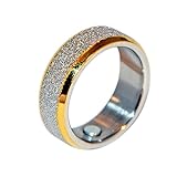 ENERGETIX-4YOU Bicolor Magnetring 106 Diamantenstaub Silber Gold Partnerring Ehering Verlobungsring Größe 16 bis 21 (22)