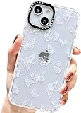 AMART für iPhone 13/iPhone 14 Hülle,Durchsichtig mit Weiß Schmetterling Motiv Design HandyHülle Frauen Mädchen Weiche TPU Silikon Stoßfest Schutzhülle für iPhone 13/iPhone 14(6.1 Zoll)