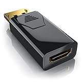 CSL - DisplayPort auf HDMI Adapter, vergoldeter Stecker, 1920x1080 Full HD 1080p @ 144 Hz, Stecker auf Buchse, kompatibel mit Monitor, TV, Projek