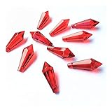 Kronleuchter Kristall Prismen Anhänger 10 Stück 36 mm rote Kristall-Eiszapfen-Prismen-Anhänger (mit Ringen) for DIY-Glasvorhang-/Kronleuchter-Teile-Girlanden-Anhäng