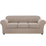 H.Versailtex 3-Sitzer-Sofa-Schonbezüge Stretch-Couchbezüge für 3-Sitzer-Kissenbezüge, Jacquard-Form, rutschfest, Möbelschutz, 3-Sitzer, S