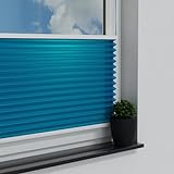 Klemmfix-Plissee Blaugrün 50x100cm ohne Bohren Faltstores Faltgardinen Faltrollo Rollo Jalousie Fenster Tü