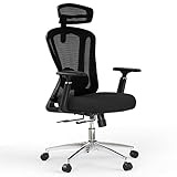 Farini Bürostuhl mit doppeltem Rücken ergonomischer Bürostuhl für perfekte Haltung und Komfort Extra Kopfstütze und Komfort Hellg