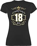 Shirt Damen personalisiert mit Namen - 18. Geburtstag personalisiert - Geburtsjahr 2005 - A Princess was Born - mit Name - M - Schwarz - 18 Shirts t-Shirt mädchen 18.Geburtstag tischört - L191