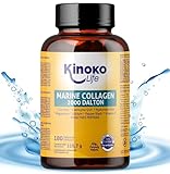 KINOKO LIVE - Marine Kollagen Kapseln | 180 Kapseln, Hyaluronsäure, Pflanzenextrakte, Coenzym Q10, Vitamin C, Magnesium, Leucin, Kurkuma | Marine Collagen | Hyaluron Kapseln | Q10 Kapseln H