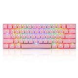 MOTOSPEED 61-Tasten Kabelgebunden/Kabellos 3.0 Mechanische Tastatur 60% RGB LED Hintergrundbeleuchtung Type-C Office/Gaming Tastatur für PC/Mac/Linux/iPad/iPhone/Smartphone/Laptop Pink