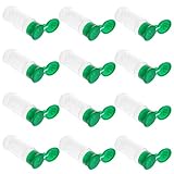 BESTonZON 12pcs Leere Plastikgewürzdosen Flaschen Behälter, Gewürzstreuer/Ausgießer mit Deckel, perfekt zum Speichern von Gewürzen, Kräutern und Pulvern (Green)