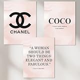 Dekomundo COCO CHANEL Bilder 3er Set Wohnzimmer & Schlafzimmer Moderne Poster zum Einrahmen, 3x 30x40 cm, R