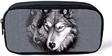 chaqlin Grau Wolf Druck Schule Bleistifttasche für Jungen Mädchen Bleistift Pouch Große Kapazität Aufbewahrungstaschen Make-up-Taschen für Kosmetik, Münzen, kleine Gegenstände, Schlü