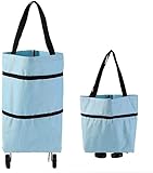 2-in-1-zusammenklappbare Trolley-Taschen, Wiederverwendbare Einkaufstaschen, große Einkaufstaschen, wasserdicht und leicht, verwendet als Einkaufswag