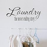 Wandaufkleber 'Laundry The Never Ending Story', Vinyl-Schriftzug, Waschküche, Wandaufkleber mit Spruch Zitat, Wö