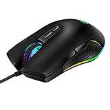 Mermshy Ergonomische Gaming Maus mit 4 Hintergrund Beleuchtungs zu 3200, RGB Kabel Gebundene USB Maus mit 7 Tasten für Laptop PC Computer Spiele und Arb