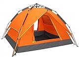 Zelt Doppelschichtige Pop-up-Zelte 3 bis 4 Personen | Wasserdichtes Camping-Kuppelzelt mit 2 Türen, belüftetem Netzfenster Wandercamping