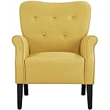 Yaheetech moderner Ohrensessel Holzbeine Sessel Polstersessel Fernsehsessel mit Armlehnen Einzelsofa Sitzkomfort, gelb
