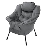 ML-Design Relaxsessel Anthrazit, Wohnzimmersessel mit Armlehnen & Seitentasche, Fernsehsessel Kopfkissen, Loungesessel mit Stahlrahmen & schwarzen Beine, Ohrensessel ergonomisch, Lesesessel gep