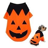Filhome Halloween Haustier Mantel Kürbis Hundekostüm Fleece Wintermantel Jacken Pullover für kleine Hunde Katzen Welpen (S: Brustumfang 33 cm)