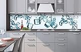 DIMEX Küchenrückwand Verbundplatte EISWÜRFEL 240 x 60 cm | Spritzschutz Küche für Herd Spüle | Premium Qualität, Acrylglas - Plexiglas, Stärke 5 mm - Made in EU | Inklusive Kleb