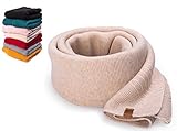 HEYO Damen Schal Winter Strickschal | H19603 | Weich Warm Gestrickt mit Leder Patch | Made IN EU (Beige)