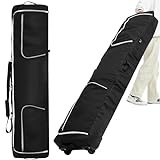 Leyndo Snowboardtasche mit Rollen, Rollen, gepolsterte Snowboardtasche für Flugreisen, schwarz, wasserdicht, Oxford-Snowboard-Taschen für einzelne Snowboardstiefel, Handschuhe, Kleidung und B