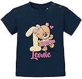 SpecialMe® Baby T-Shirt personalisiert mit Namen Geburtstagsshirt Bär Ballerina Zahl 1 Mädchen dunkelblau 80/86 (10-15 Monate)