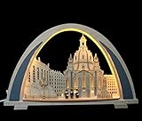 LED 3D Schwibbogen Frauenkirche Dresden mit Kurrende modern - Handarbeit aus dem Erzgebirg