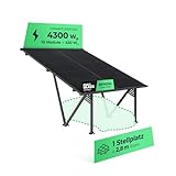 Solarway Solar-Carport Gestell aus Aluminium mit 4300 Watt - inklusive 10 bifazialen Glas/Glas Solarpanels mit je 430 Watt - versiegeltes Dach mit Regenrinne für besten Witterung