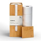 HENNEZ Toilettenpapier Aufbewahrung Bambus 4 Rollen Klopapier mit Deckel & Ablage Ersatzrollenhalter Toilettenpapierhalter Klopapierhalter stehend Klorollenhalter Klorollenaufbewahrung WC Pap