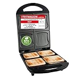 Emerio XXL Sandwich Toaster TEST GUT für alle Toastgrößen geeignet 4x große Muschelform für die ganze Familie Käse läuft nicht aus kein Verschmieren BPA frei 1300 Watt Sandwichmaker 4