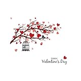 Zimmer Geschnitzte Lovebirds Living Valentinstag Wandaufkleber Schlafzimmer Aufkleber Wandaufkleber Kunststoffspiegel (Red, One Size)
