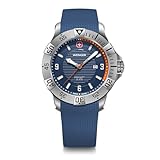 WENGER Herren Armbanduhr Seaforce, Ø 43 mm, Swiss Made, Analog Quarz, Wasserdicht bis 200 m, Silikon-Armband, Blau, 01.0641.140