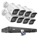 ANNKE H800 4K PoE Überwachungskamera Set, 16CH 4K NVR Rekorder mit 8pcs Bullet 8MP IP Kameras 3TB Festplatte, H.265+ Video Überwachungssystem, 30M Nachtsicht, IP67 W