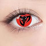 Dolovo Kontaktlinsen Naruto Farbig Ohne Stärke, Einteilige Rot Mangekyou Sharingan Kontaktlinsen Itachi für Cosplay Partei 12 Monatslinsen (KAKASHI)
