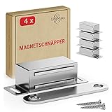 LouMaxx Magnetschnäpper stark - Haltekraft 4kg - 4er Set aus Edelstahl – Türmagnet - Schrankmagnet – Möbelmagnete – Tuer Magnetverschluss Edelstahl– Magnethalter Schranktü