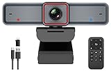 Spedal 4K Webcam mit AI-Tracking, Mikrofonen, HDR, 100°Weitwinkel Webcam mit Fernbedienung, 10X Zoom, Streaming HD Web Kamera für Laptop, Meetings, Konferenzen, Kompatibel mit Skype F