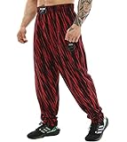 BIG SAM SPORTSWEAR COMPANY Herren Baggy Sweatpants mit Taschen, Loose Fit Baumwolle Gym Trainingshose, rot/black, 3XL