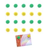 WUGAUWOR Whiteboard Magnete， 20 Pack Runde Kühlschrankmagnete, Magnete für Magnettafel, Kühlschrank Magnete Bunt, Kleine Büromagnete, Lehrermagnete, Schließfachmagnete, Smiley Magnete, Gelb und Grü