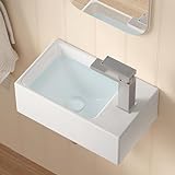 KES Waschbecken Aufsatzwaschbecken Waschschale Gäste WC Keramik Handwaschbecken Badezimmer für Waschtisch 30,8 x 18,3 x 11,4 CM Weiß, BWS100R