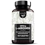 365 L Arginin Tabletten hochdosiert 4800 mg je Tagesdosis - aus Fermentation - L Arginin Kapseln alternativ - für Vegetarier geeignet - Laborgeprüft - N
