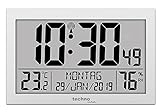 Technoline WS8016 WS 8016 Funk-Wand-Uhr mit Temperaturanzeige, Kuststoff, silber, klein: 22,5 x 14,3 x 2,4