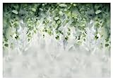 Fototapete Blätter Natur Grün Pflanzen Aquarell 416x290 cm - inkl. Kleister - für Wohnzimmer Schlafzimmer Flur Vlies Tapete Wandtapete Vliestapete Motivtapeten Montagefertig
