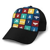 Denim-Baseballmütze Männer Frauen Golfhüte verstellbare Kappe Insekten Symbole Farbe Quadrate Hintergrund Grafik Webdesign modernes einfaches Zeichen Internet-Konzept Insekten Ball Cap