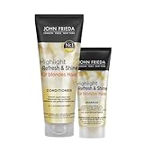 John Frieda - Highlight Refresh & Shine Conditioner Vorteilspack - Inhalt: 250 ml + 50 ml Shampoo Reisegröße - Neuer Glanz und intensive Leuchtkraft für blondes Haar & S