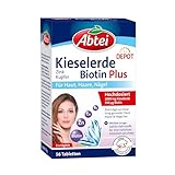 Abtei Kieselerde Biotin Plus - mit Zink für schöne Haut, Haare und Nägel - Depot-Technologie mit Langzeiteffekt - laborgeprüft, vegan - 56 Tab