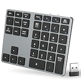 MoKo Bluetooth Numpad mit 35 Tasten, 2.4Ghz Nummernblock Bluetooth Ziffernblock Kabellos für MacBook Pro/Air/iPad, Tragbarer Number Pad für PC/Laptop/Computer, iMac/Notebook//Windows, G