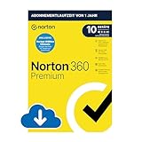Norton 360 Premium 2024, Premium + Utilities Ultimate,10 Geräte, Antivirus, Secure VPN, 1-Jahres-Abonnement, PC,Mac,Android,iOS, Aktivierungscode per E