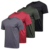 5er Pack: Herren Dry-Fit Feuchtigkeitstransport Active Athletic Performance Kurzarm Crew T-Shirts mit Tasche - - Groß