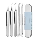 CGACCSD Pimple Popper Tool Kit, schwarze Kopfentferner -Comedone -Extraktoren | Edelstahl -Remover Kit 7x | Pinzetten, Nasen- und Gesichtstool für schnelle und einfache Entfernung für die Stirn,