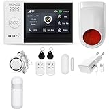 HUXGO HXA007 Funk Alarmanlage WiFi + GSM 4G LTE Modul mit Bewegungssensor und Funksirene - Bewegungsmelder mit Alarm - Alarmanlage Haus - Alarmanlage Wohnung - Funk Bewegungsmelder mit Empfäng