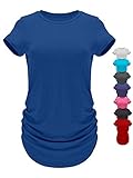 GO HEAVY Damen Multifunktions Yoga Running T-Shirt Kurzärmlig Zumba Sportshirt Schnelltrocknend Blau XL